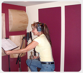 Liz Lukacs in the vocal booth