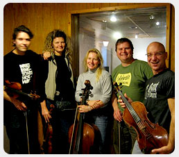 The String Quartet ETHEL pictured with composer Mike Croswell in the studio.